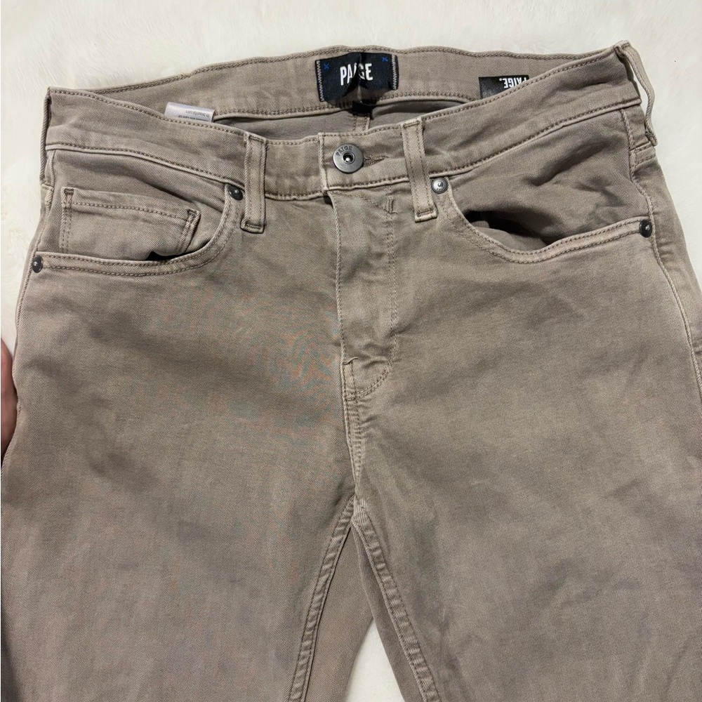 PAIGE Slim Straight Jeans in Taupe